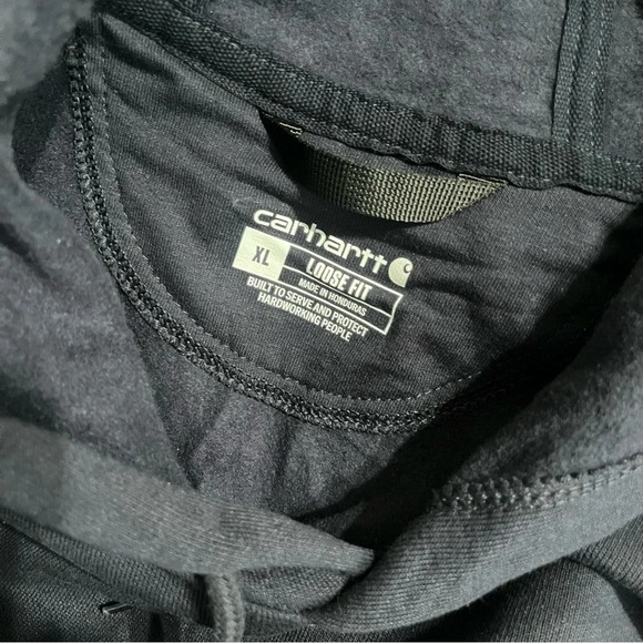 Carhartt Logo Hooded Jacket Loose Fit Navy Pullover Size XL - Picture 4 of 4